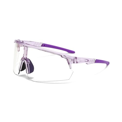 DSAFHIU Photochrome Sonnenbrille for Männer und Frauen mit UV400-Schutz, leichter PC-Rahmen und -Linse, blendfreie Brille for Autofahren, Radfahren und Wandern im Freien(Purple frame purple legs) von DSAFHIU