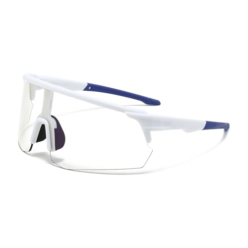 DSAFHIU Photochrome Sonnenbrille for Männer und Frauen mit UV400-Schutz, leichter PC-Rahmen und -Linse, blendfreie Brille for Autofahren, Radfahren und Wandern im Freien(White frame blue) von DSAFHIU