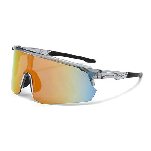 DSAFHIU Polarisierte Sport-Sonnenbrille for Radfahren – PC-Linse und -Rahmen, UV400-Schutz, Blendschutz, leicht, for Outdoor-Aktivitäten beim Laufen(Gray frame orange) von DSAFHIU
