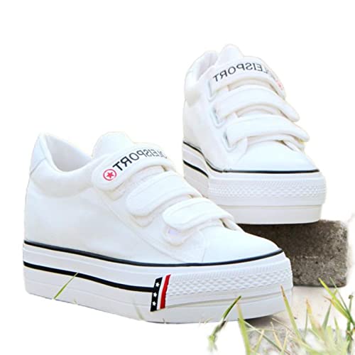 DSAI 2022 Spring Damen-Sneaker mit Keilabsatz, Innenhöhe, Leinen, Weiß, Größe 40 von DSAI