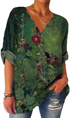 DSAoTeng Solides lässiges lockeres Baumwoll-Leinenhemd für Frauen – Herbst Vintage Damen Oversized Langarm Mode Bluse Tops, Nr. 12, 46 DSAoTeng Solides lässiges lockeres Baumwoll-Leinenhemd für Frauen – Herbst Vintage Damen Oversized Langarm Mode Bluse Tops, Nr. 12, 46 von DSAoTeng