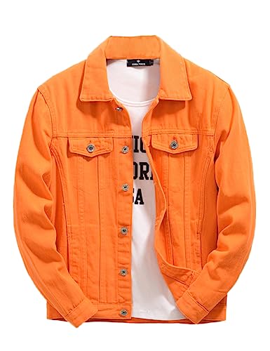 DSDZ Herren Jeansjacke Slim Fit Trucker Jeans - Orange - Groß von DSDZ