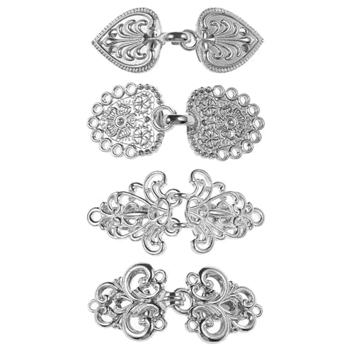 1 Set Vintage Strickjacke Clip Pin Verschluss Set Schal Bluse Brosche for Frauen Mode Schmuck(Antique Silver 1) von DSFDFDG