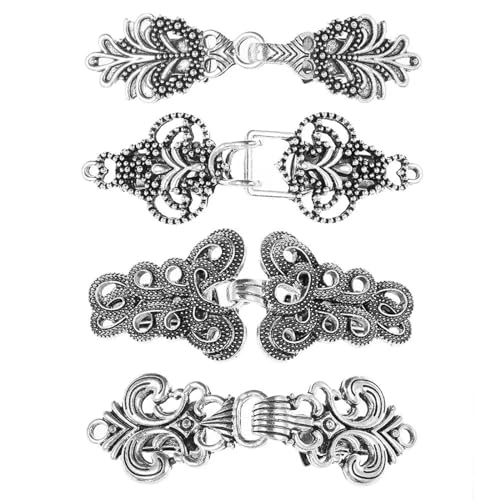 1 Set Vintage Strickjacke Clip Pin Verschluss Set Schal Bluse Brosche for Frauen Mode Schmuck(Antique Silver 2) von DSFDFDG