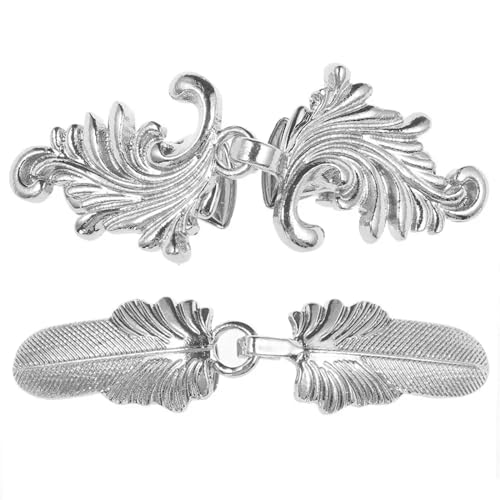 1 Set Vintage Strickjacke Clip Pin Verschluss Set Schal Bluse Brosche for Frauen Mode Schmuck(Antique Silver 3) von DSFDFDG