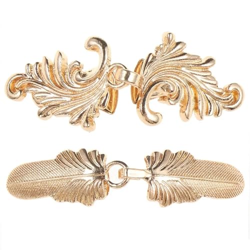 1 Set Vintage Strickjacke Clip Pin Verschluss Set Schal Bluse Brosche for Frauen Mode Schmuck(Gold 3) von DSFDFDG