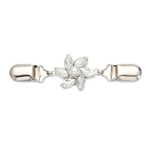 2 Stück Strass Pullover Clip Fransen Corsage Anti Licht Schnalle Vintage Anstecknadeln Kragen Clip(Style 3) von DSFDFDG