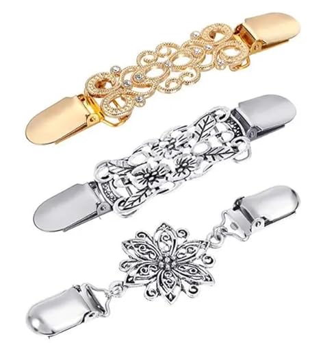3 Stück Pullover Schal Clips Kleider Strickjacke Kragen Brosche Clip Vintage Hemden Clips for Frauen(1) von DSFDFDG