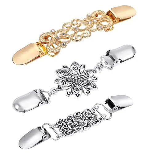 3 Stück Pullover Schal Clips Kleider Strickjacke Kragen Brosche Clip Vintage Hemden Clips for Frauen(4) von DSFDFDG