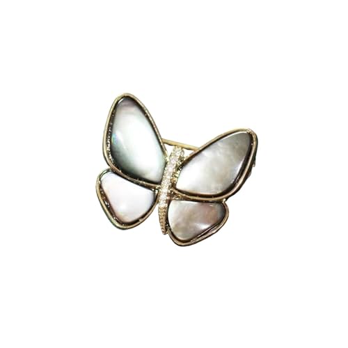32x36mm Weiß Gelb Grau Abalone Shell Kristall Schmetterling Brosche Fit for Blazer Zubehör Frauen Mädchen(Grey) von DSFDFDG