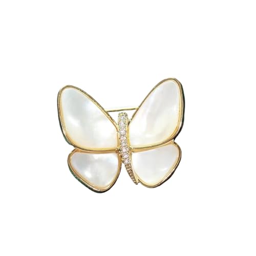 32x36mm Weiß Gelb Grau Abalone Shell Kristall Schmetterling Brosche Fit for Blazer Zubehör Frauen Mädchen(White) von DSFDFDG