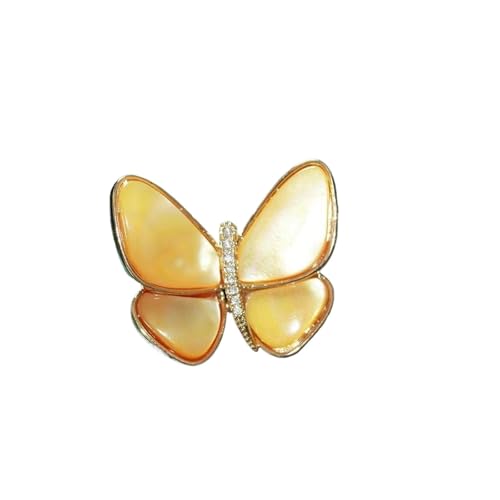 32x36mm Weiß Gelb Grau Abalone Shell Kristall Schmetterling Brosche Fit for Blazer Zubehör Frauen Mädchen(Yellow) von DSFDFDG