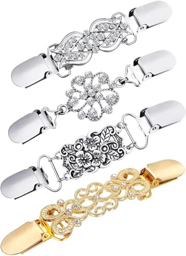 4 Stücke Vintage Pullover Schal Clips Retro Strickjacke Kragen Clips Kleid Hemd Brosche Clips for Frauen Mädchen Tragen(1) von DSFDFDG
