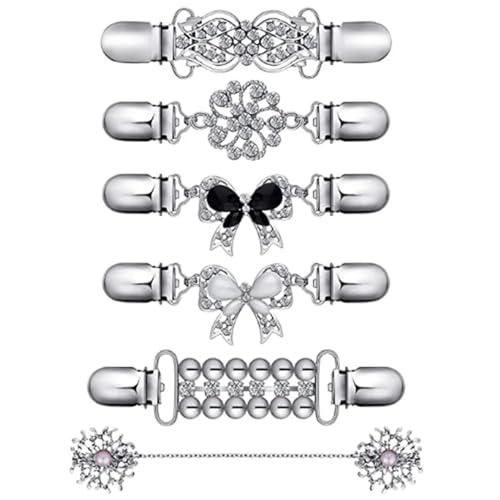 6-teiliges Set Vintage Pullover Schal Clips Strickjacke Kragen Clips Kleid Hemd Brosche Clips for Frauen Mädchen Mode-Accessoires von DSFDFDG