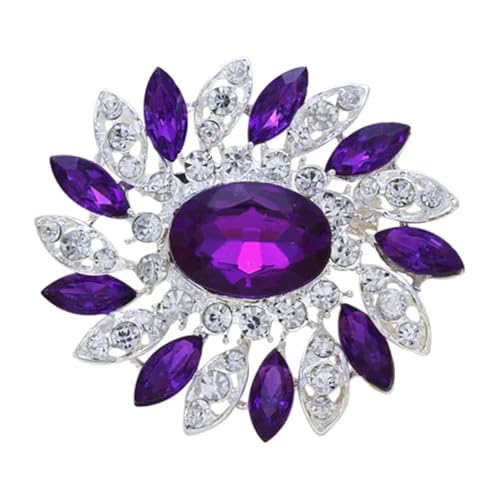 Brautstrauß Sommer Lila Brosche Schmuck Blume Kristall Strass Brosche Pins Broschen for Hochzeit Frauen(Color-01) von DSFDFDG
