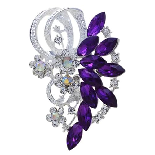 Brautstrauß Sommer Lila Brosche Schmuck Blume Kristall Strass Brosche Pins Broschen for Hochzeit Frauen(Color-02) von DSFDFDG