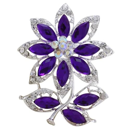 Brautstrauß Sommer Lila Brosche Schmuck Blume Kristall Strass Brosche Pins Broschen for Hochzeit Frauen(Color-03) von DSFDFDG