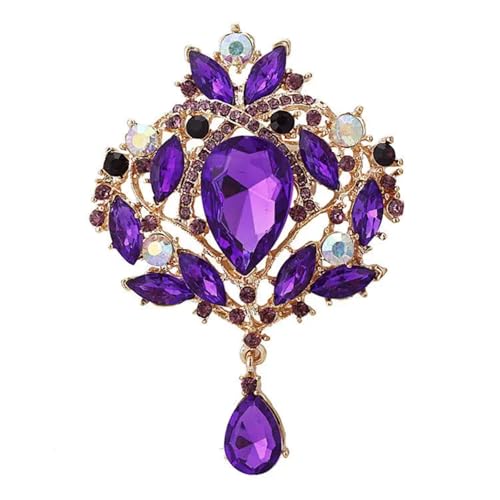 Brautstrauß Sommer Lila Brosche Schmuck Blume Kristall Strass Brosche Pins Broschen for Hochzeit Frauen(Color-04) von DSFDFDG