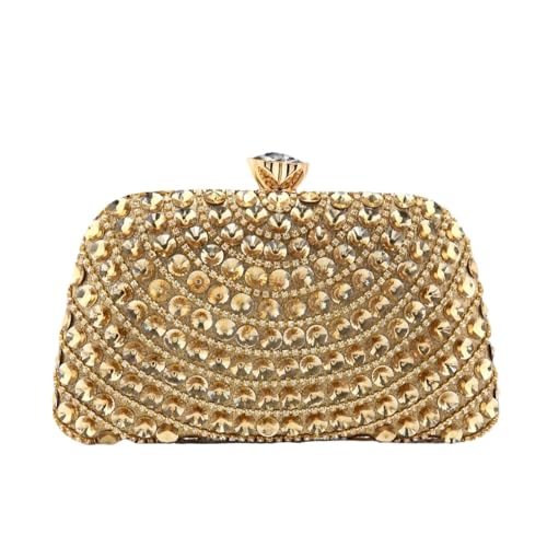 DSFDFDG Bankett Luxus Kleine Clutch Taschen Strass Abend Taschen Flap Design Kette Schulter Handtaschen High Box Für Prom Hochzeit Party Bankett(GOLD) von DSFDFDG