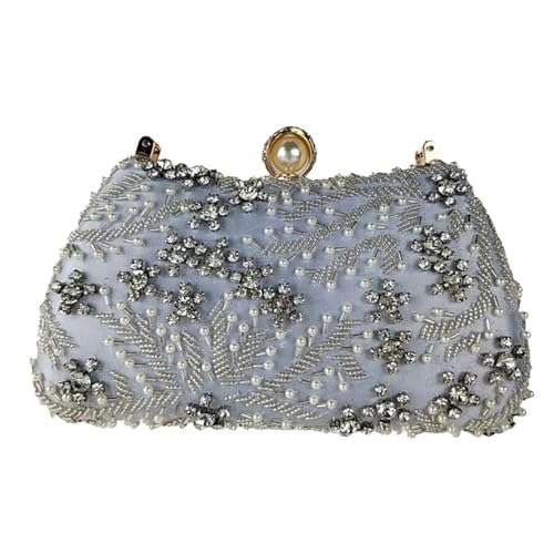 DSFDFDG Clutch mit Strasssteinen und gebogenem Griff – trendige Abendtasche for Bankettkleider, Party-Clutch aus Metallicfolie mit abnehmbarem Riemen Für Prom Hochzeit Party Bankett(Light blue) von DSFDFDG
