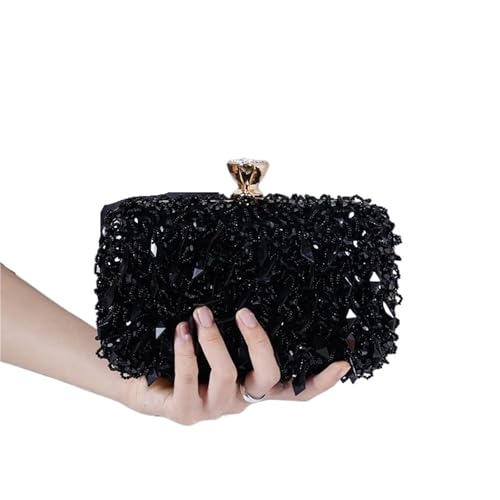 DSFDFDG Damen Abendtaschen Luxus Pailletten Perlen Bankett Handtaschen Clutches Damen Kette Kleine Umhängetasche Geldbörsen Für Prom Hochzeit Party Bankett(Black) von DSFDFDG