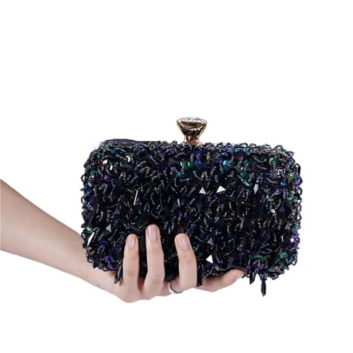 DSFDFDG Damen Abendtaschen Luxus Pailletten Perlen Bankett Handtaschen Clutches Damen Kette Kleine Umhängetasche Geldbörsen Für Prom Hochzeit Party Bankett(Color black) von DSFDFDG