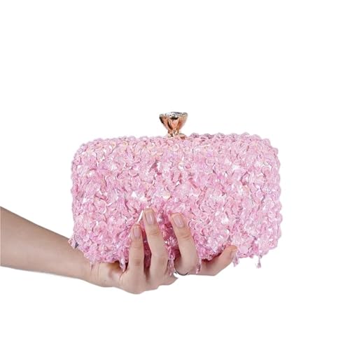 DSFDFDG Damen Abendtaschen Luxus Pailletten Perlen Bankett Handtaschen Clutches Damen Kette Kleine Umhängetasche Geldbörsen Für Prom Hochzeit Party Bankett(Pink) von DSFDFDG