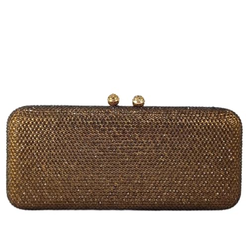 DSFDFDG Damen Braune Kristall-Abendtasche for formelle Partys, Abendessen, Strass-Handtaschen und Geldbörsen, Braut-Diamant-Clutch Für Prom Hochzeit Party Bankett(Brown) von DSFDFDG