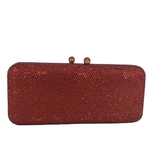 DSFDFDG Damen Braune Kristall-Abendtasche for formelle Partys, Abendessen, Strass-Handtaschen und Geldbörsen, Braut-Diamant-Clutch Für Prom Hochzeit Party Bankett(Red) von DSFDFDG