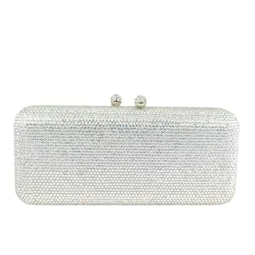 DSFDFDG Damen Braune Kristall-Abendtasche for formelle Partys, Abendessen, Strass-Handtaschen und Geldbörsen, Braut-Diamant-Clutch Für Prom Hochzeit Party Bankett(Silver) von DSFDFDG