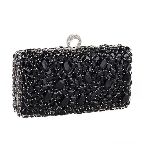 DSFDFDG Damen Clutch Abendtasche Perlen Kristall Lady Hochzeit Geldbörse Strass Handtaschen Silber Schwarz Abend Clutch Taschen for Frauen Für Prom Hochzeit Party Bankett(A black) von DSFDFDG