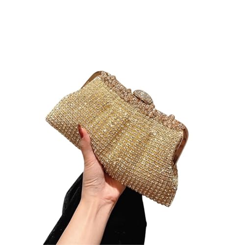 DSFDFDG Damen Luxus Strass Abend Clutch Abnehmbare Kette Hochzeit Geldbörse Prom Bankett Handtasche Weibliche Elegante Party Umhängetasche Für Prom Hochzeit Party Bankett(Gold) von DSFDFDG