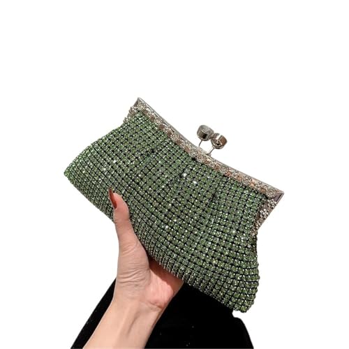 DSFDFDG Damen Luxus Strass Abend Clutch Abnehmbare Kette Hochzeit Geldbörse Prom Bankett Handtasche Weibliche Elegante Party Umhängetasche Für Prom Hochzeit Party Bankett(Green) von DSFDFDG
