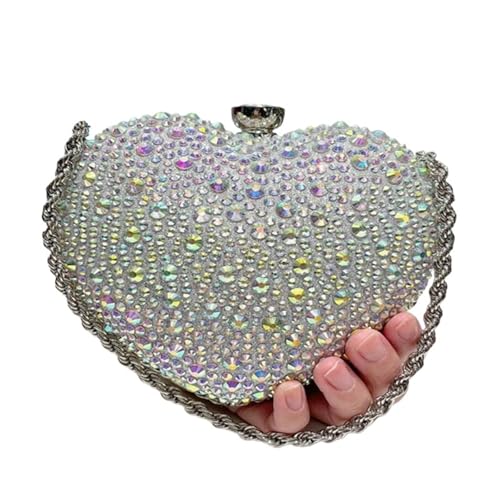 DSFDFDG Diamant Herz Strass Abendtasche Diamant Inlay Herzform Luxus Clutch Geldbörse Kristall Handtasche Party Taschen Frauen Für Prom Hochzeit Party Bankett(Blue) von DSFDFDG
