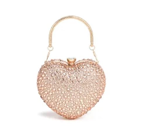 DSFDFDG Diamant Herz Strass Abendtasche Diamant Inlay Herzform Luxus Clutch Geldbörse Kristall Handtasche Party Taschen Frauen Für Prom Hochzeit Party Bankett(Orange) von DSFDFDG
