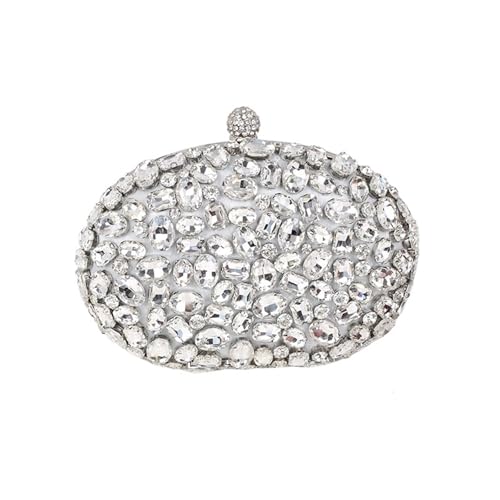 DSFDFDG Diamant Kristall Strass Oval Hand Braut Abend Perlen Clutch Handtasche Tasche Für Prom Hochzeit Party Bankett(Sliver 1) von DSFDFDG