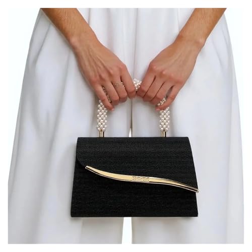 DSFDFDG Eimer Design Metall Perle Glitter Frauen Abend Taschen Pailletten Dame Party Handtaschen Griff Gemischte Farbe Hochzeit Bankett Für Prom Hochzeit Party Bankett(BLACK) von DSFDFDG