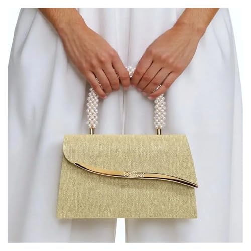 DSFDFDG Eimer Design Metall Perle Glitter Frauen Abend Taschen Pailletten Dame Party Handtaschen Griff Gemischte Farbe Hochzeit Bankett Für Prom Hochzeit Party Bankett(GOLD) von DSFDFDG