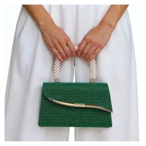 DSFDFDG Eimer Design Metall Perle Glitter Frauen Abend Taschen Pailletten Dame Party Handtaschen Griff Gemischte Farbe Hochzeit Bankett Für Prom Hochzeit Party Bankett(GREEN) von DSFDFDG