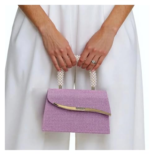 DSFDFDG Eimer Design Metall Perle Glitter Frauen Abend Taschen Pailletten Dame Party Handtaschen Griff Gemischte Farbe Hochzeit Bankett Für Prom Hochzeit Party Bankett(PURPLE) von DSFDFDG