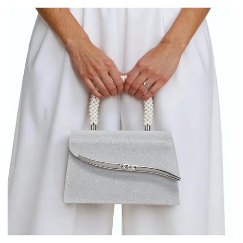 DSFDFDG Eimer Design Metall Perle Glitter Frauen Abend Taschen Pailletten Dame Party Handtaschen Griff Gemischte Farbe Hochzeit Bankett Für Prom Hochzeit Party Bankett(SILVER) von DSFDFDG