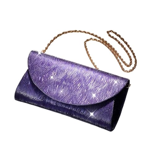 DSFDFDG Einfache Abendessentasche, tragbare Party-Handtasche, Metallkette, einzelne Schultertasche, Hochzeitsparty, Abendkleidtasche Für Prom Hochzeit Party Bankett(Purple) von DSFDFDG