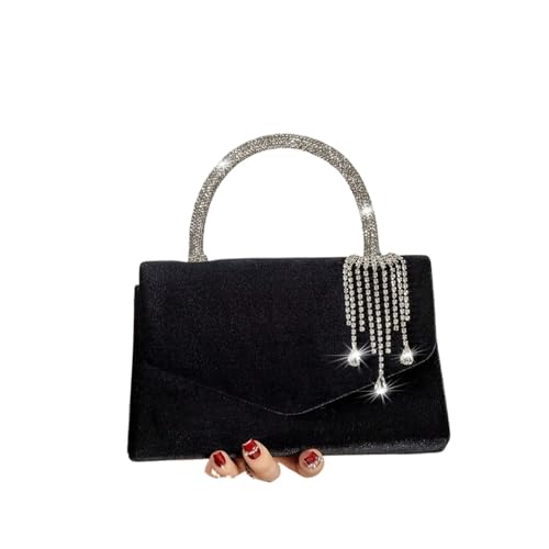 DSFDFDG Elegante und modische Handtasche, bezaubernde Clutch mit Samtquaste, Tasche for Partygirls, Frauen, geeignet for Party, Abschlussball, Bankett. Für Prom Hochzeit Party Bankett(Black) von DSFDFDG