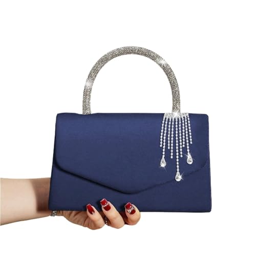 DSFDFDG Elegante und modische Handtasche, bezaubernde Clutch mit Samtquaste, Tasche for Partygirls, Frauen, geeignet for Party, Abschlussball, Bankett. Für Prom Hochzeit Party Bankett(Dark blue) von DSFDFDG