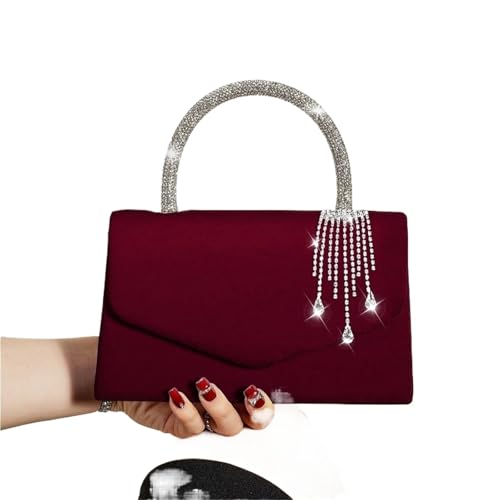 DSFDFDG Elegante und modische Handtasche, bezaubernde Clutch mit Samtquaste, Tasche for Partygirls, Frauen, geeignet for Party, Abschlussball, Bankett. Für Prom Hochzeit Party Bankett(Wine red) von DSFDFDG