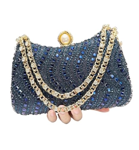 DSFDFDG Feine Strass Diamant Inlay Dinner Abend Tasche Retro Luxus Gold Silber Blau Kleine Clutch for Frauen Hochzeit Party Umhängetasche Für Prom Hochzeit Party Bankett(Blue) von DSFDFDG