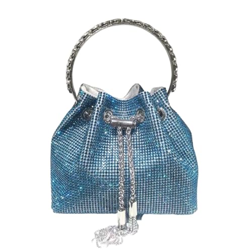 DSFDFDG Henkel Strass Abend Clutch Tasche Geldbörsen und Handtasche Luxus Designer Schultertasche Glänzende Kristall Clutch Geldbörse Beuteltasche Für Prom Hochzeit Party Bankett(Blue) von DSFDFDG