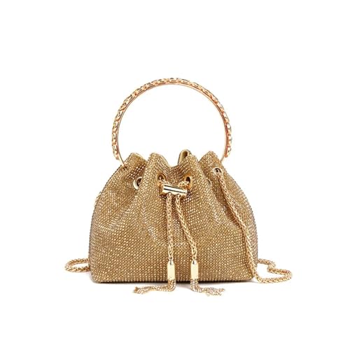 DSFDFDG Henkel Strass Abend Clutch Tasche Geldbörsen und Handtasche Luxus Designer Schultertasche Glänzende Kristall Clutch Geldbörse Beuteltasche Für Prom Hochzeit Party Bankett(Gold) von DSFDFDG
