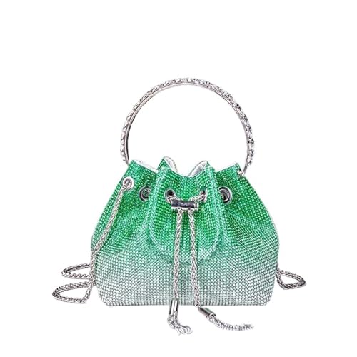DSFDFDG Henkel Strass Abend Clutch Tasche Geldbörsen und Handtasche Luxus Designer Schultertasche Glänzende Kristall Clutch Geldbörse Beuteltasche Für Prom Hochzeit Party Bankett(Gradient Green) von DSFDFDG