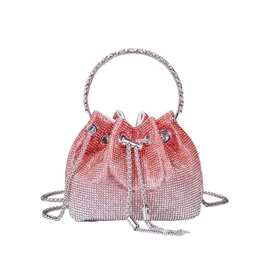 DSFDFDG Henkel Strass Abend Clutch Tasche Geldbörsen und Handtasche Luxus Designer Schultertasche Glänzende Kristall Clutch Geldbörse Beuteltasche Für Prom Hochzeit Party Bankett(Gradient Pink) von DSFDFDG